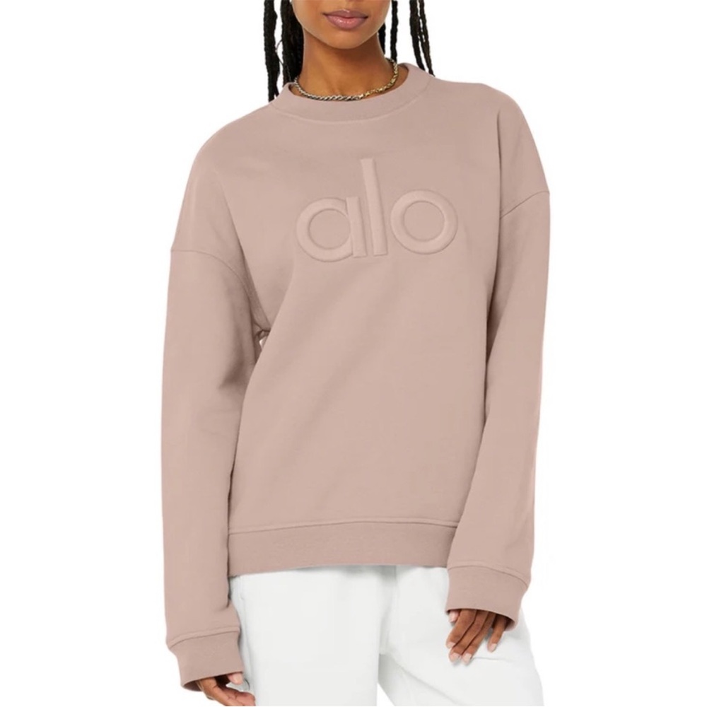 ALO emblem heavy weight sweatshirt pullover in dusty rose
